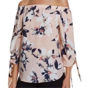 Bloomingdales Aqua off shoulder blouse. NWOT